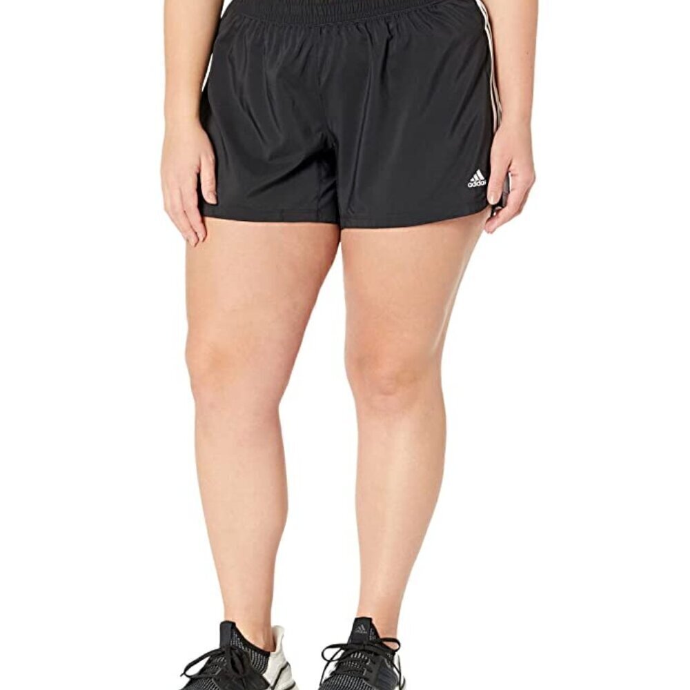Adidas Womens Pacer 3-Stripes Woven Shorts Size 1X Color Black/White